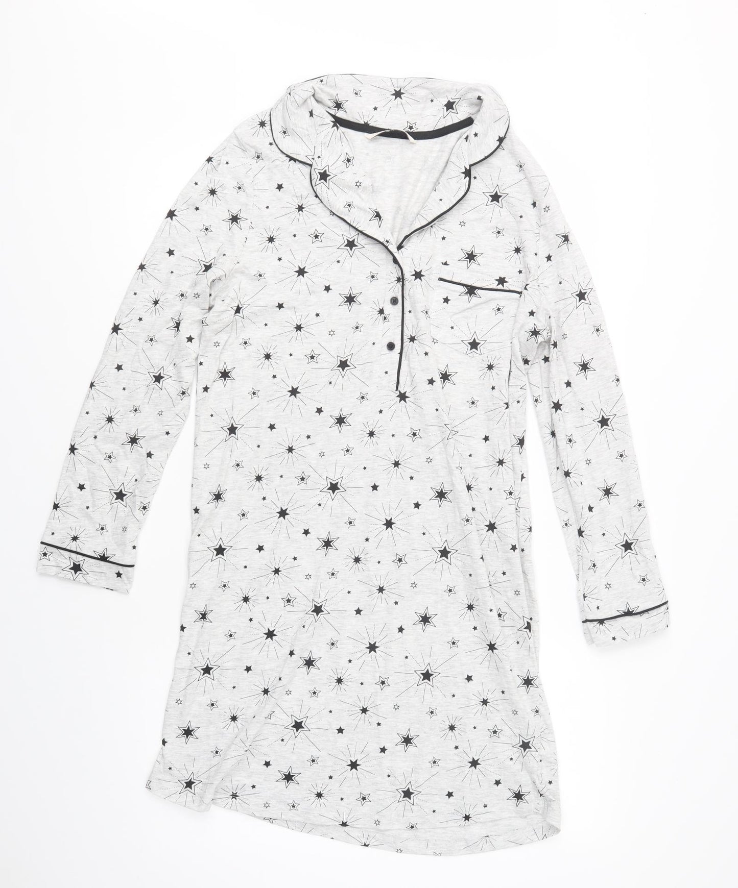 TU Womens Grey Geometric Cotton Chemise Dress Size 12  Button - Star Print