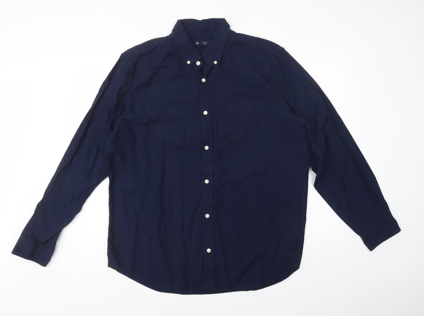 Gap Mens Blue  Cotton  Button-Up Size XL Collared Button
