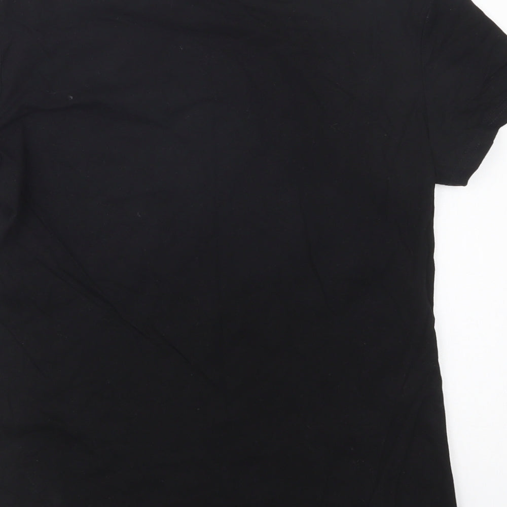 SheIn Womens Black  Cotton Basic T-Shirt Size M Crew Neck - Heart