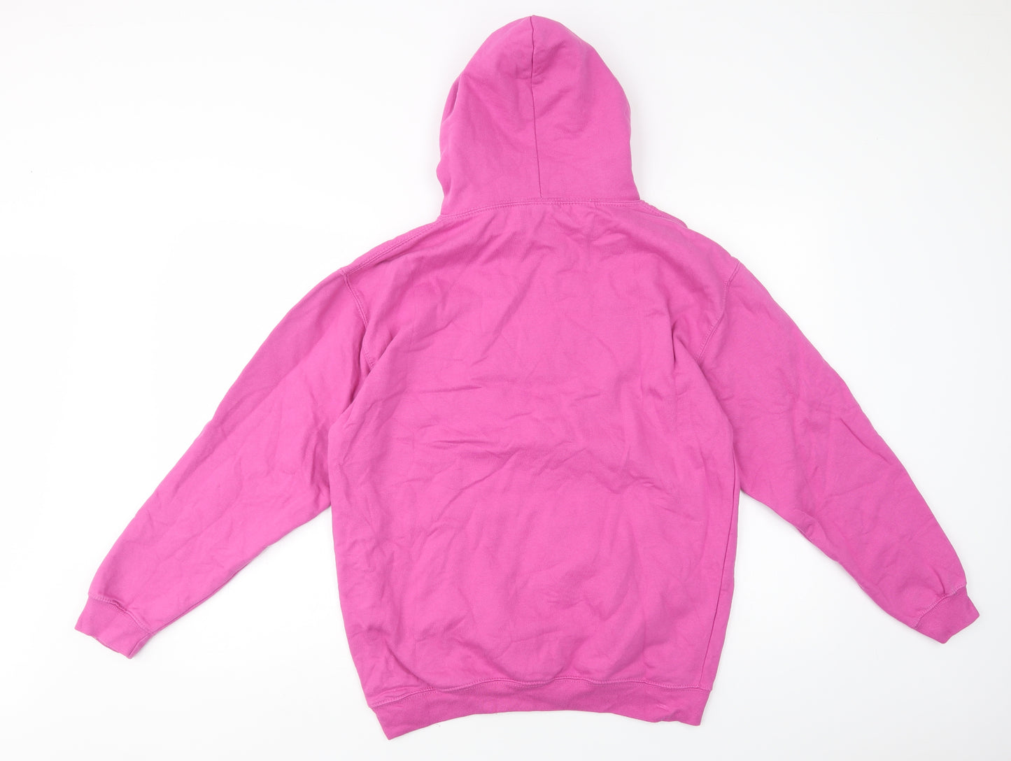 Awdis Womens Pink  Cotton Henley Hoodie Size M  Pullover