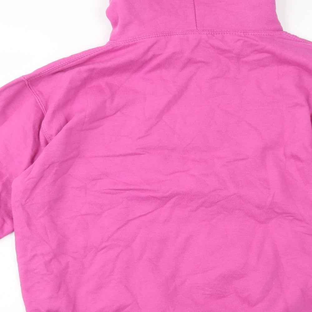 Awdis Womens Pink  Cotton Henley Hoodie Size M  Pullover