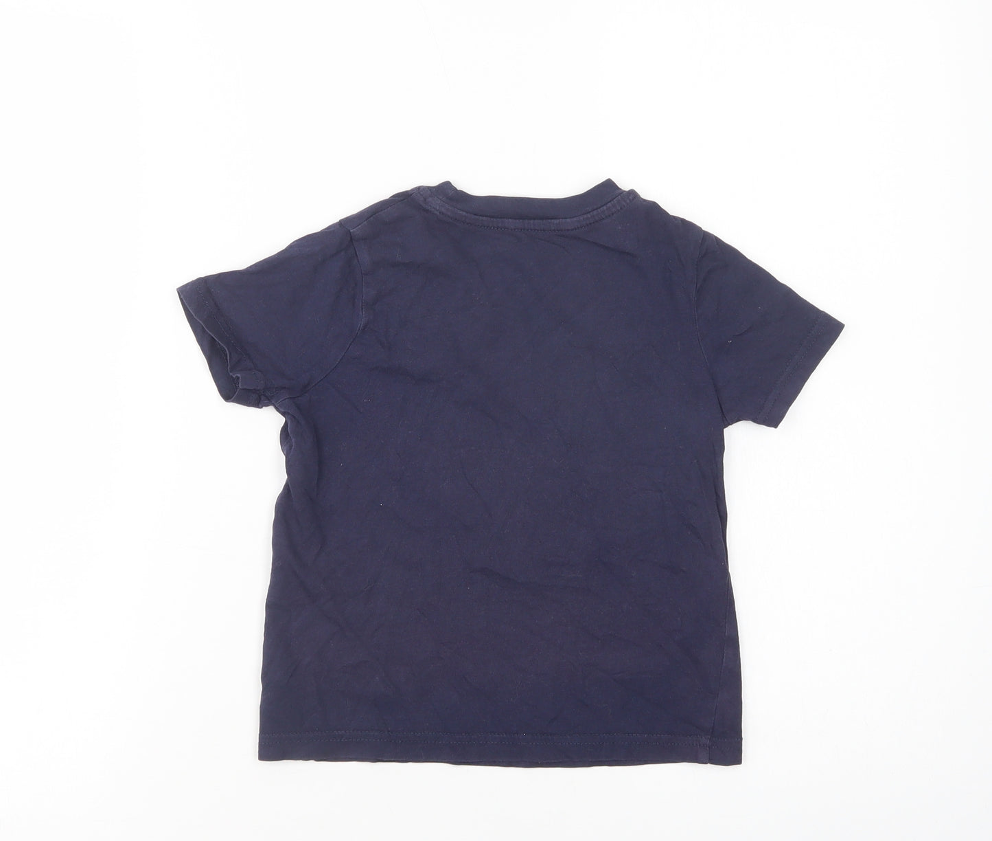 George Boys Blue  Cotton Pullover T-Shirt Size 3-4 Years Crew Neck Pullover - Dinosaur