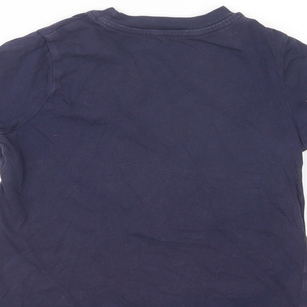 George Boys Blue  Cotton Pullover T-Shirt Size 3-4 Years Crew Neck Pullover - Dinosaur