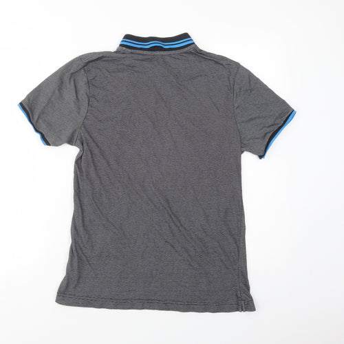 Urban Spirit Mens Grey Striped Cotton  Polo Size S Collared Button