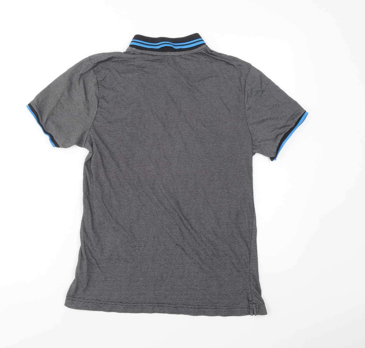 Urban Spirit Mens Grey Striped Cotton  Polo Size S Collared Button