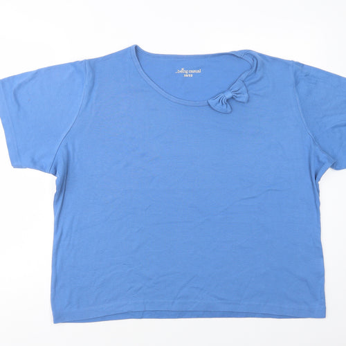 Being Casual Womens Blue  Polyester Basic T-Shirt Size 20 Scoop Neck