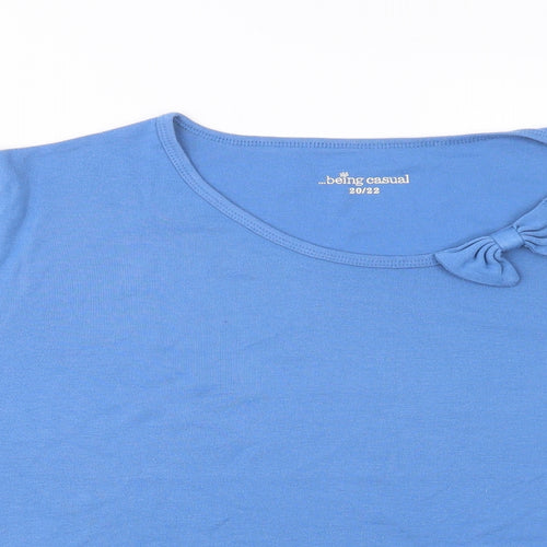 Being Casual Womens Blue  Polyester Basic T-Shirt Size 20 Scoop Neck
