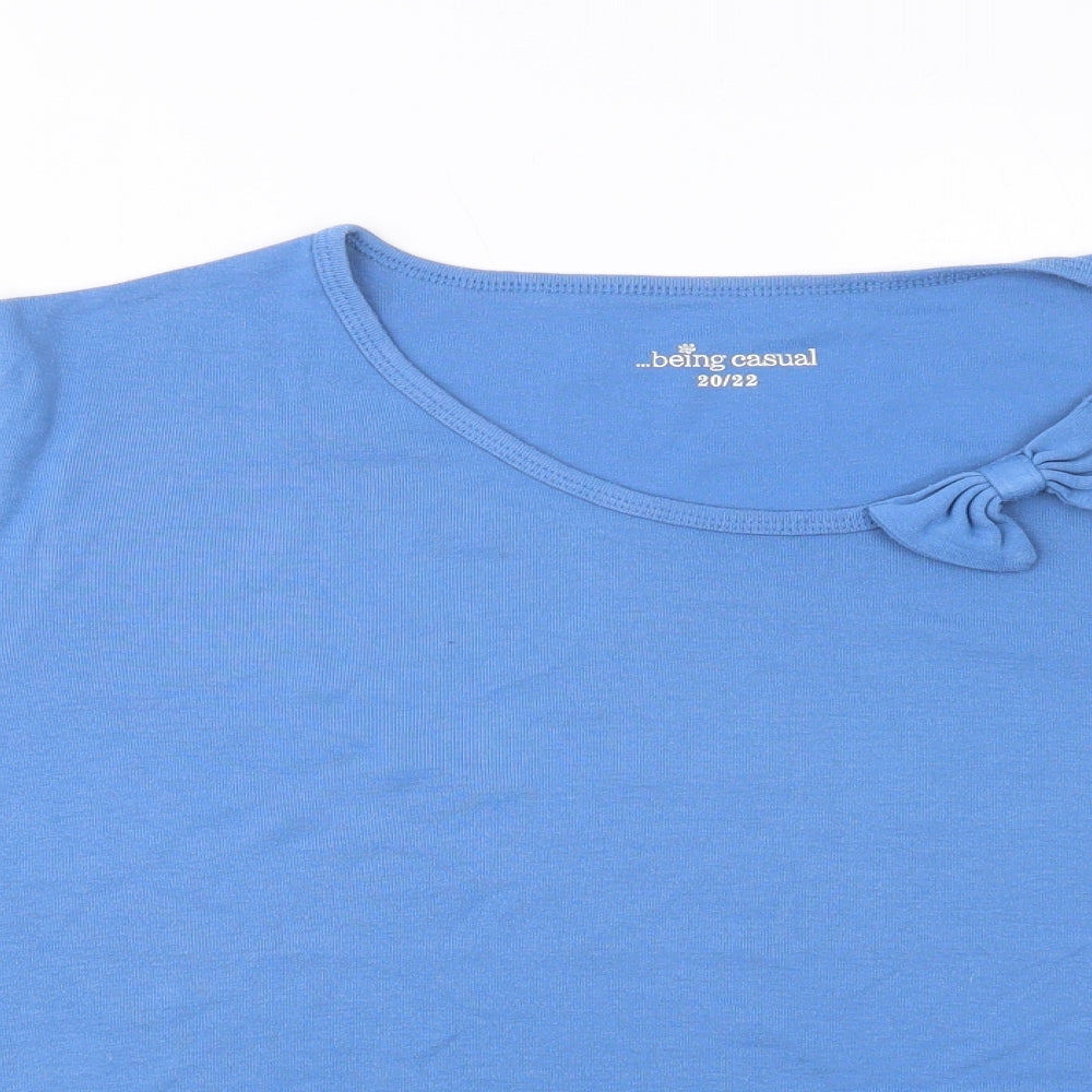 Being Casual Womens Blue  Polyester Basic T-Shirt Size 20 Scoop Neck