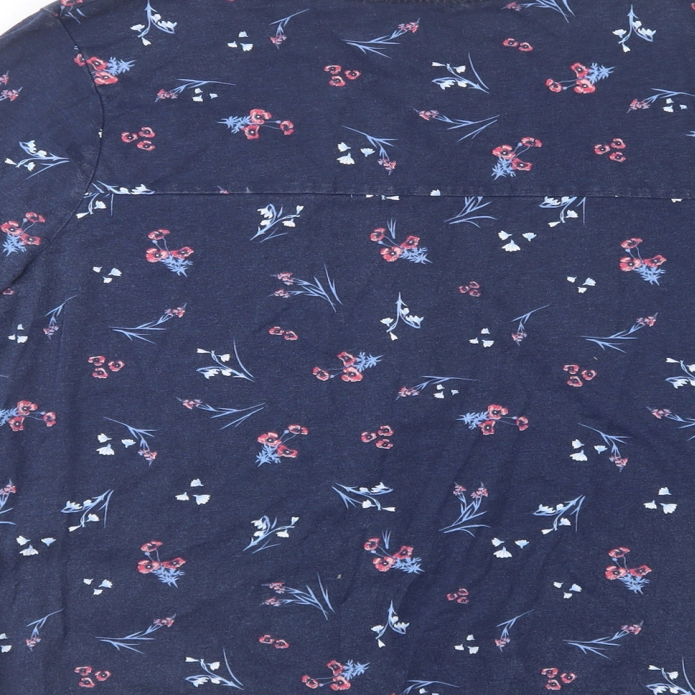 Julipa Womens Blue Floral Cotton Basic Blouse Size 20 V-Neck
