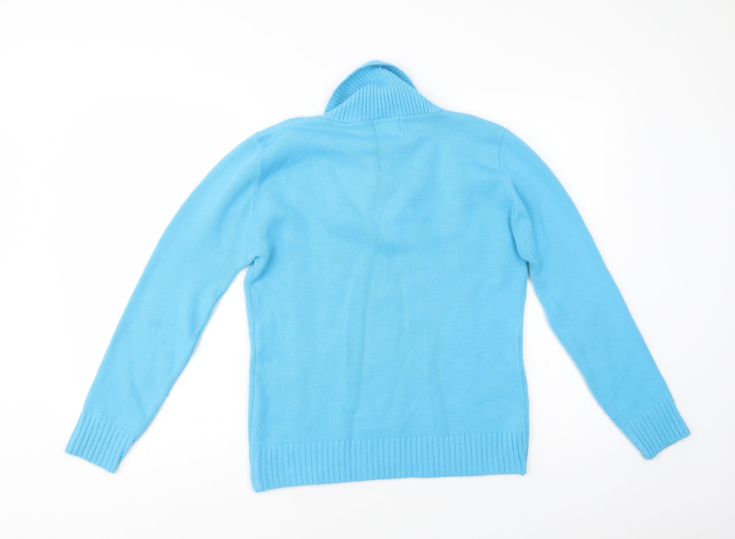 CHIC Womens Blue Collared  Acrylic Pullover Jumper Size S