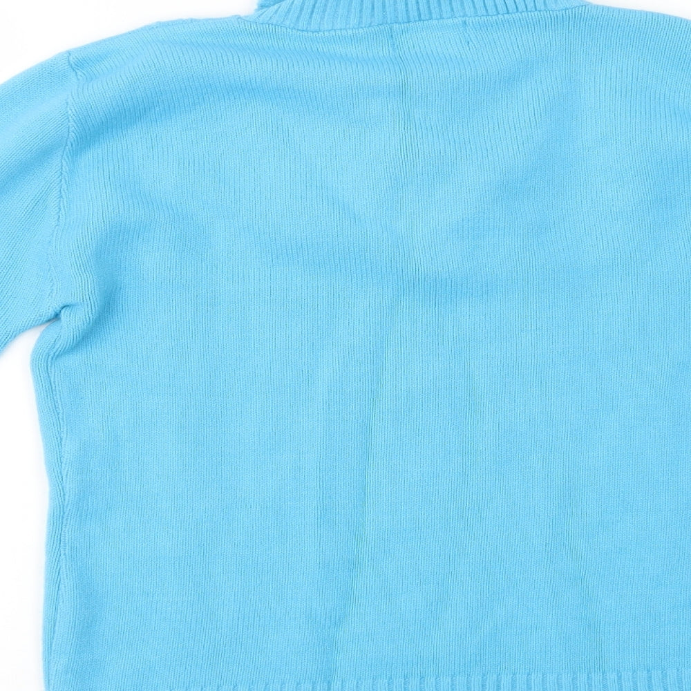CHIC Womens Blue Collared  Acrylic Pullover Jumper Size S