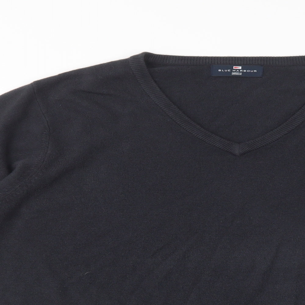 Marks and Spencer Mens Grey V-Neck  Acrylic Pullover Jumper Size L