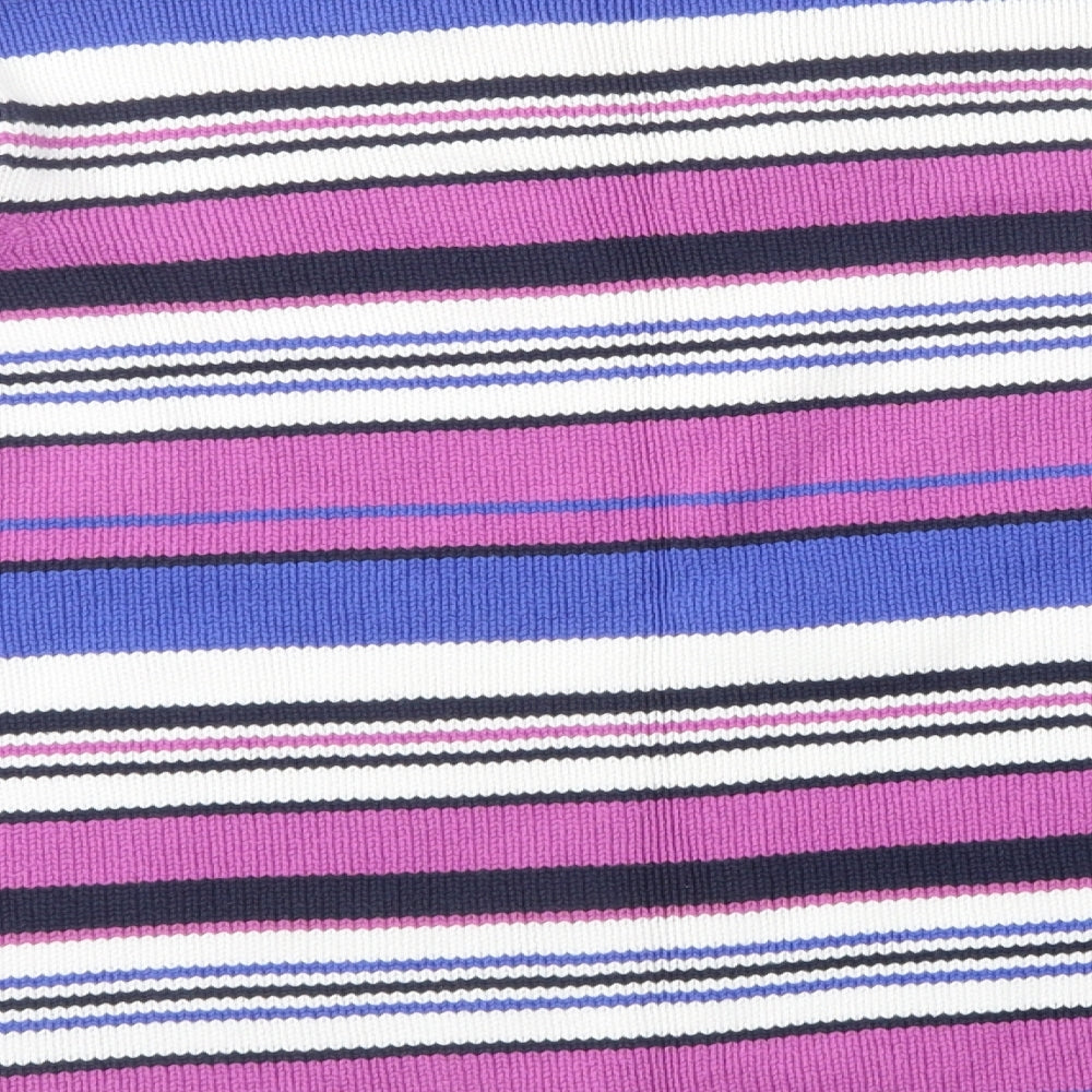 Isle Womens Purple V-Neck Striped Cotton Pullover Jumper Size M