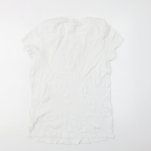 Neun Monate Womens White  Cotton Basic T-Shirt Size 14 Crew Neck - Mom