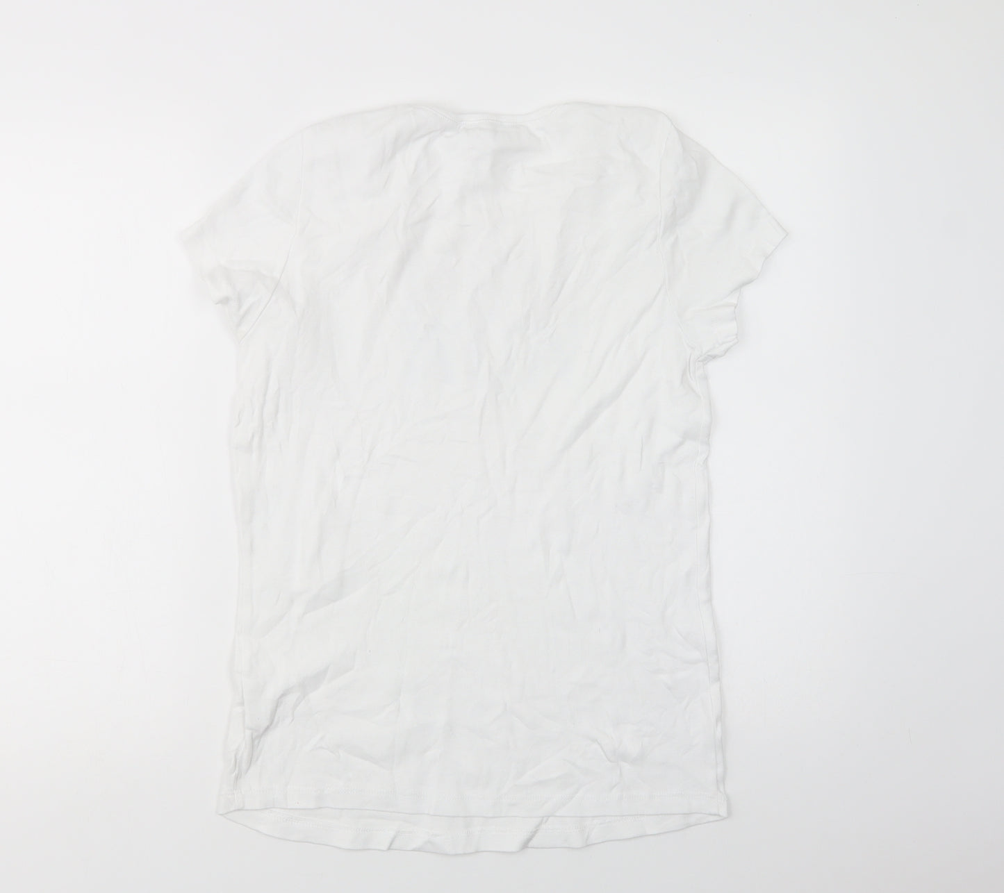 Neun Monate Womens White  Cotton Basic T-Shirt Size 14 Crew Neck - Mom