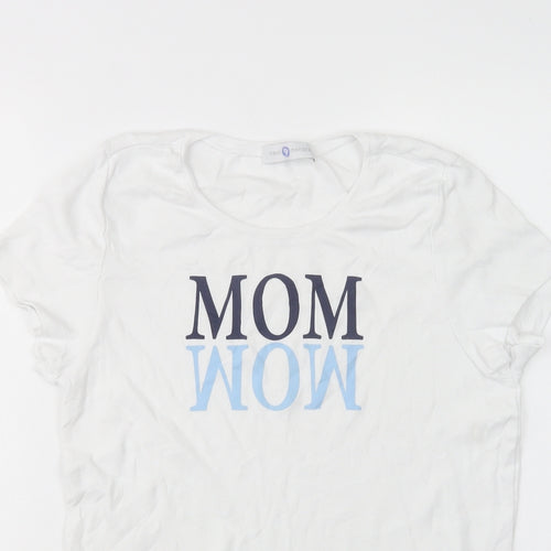 Neun Monate Womens White  Cotton Basic T-Shirt Size 14 Crew Neck - Mom