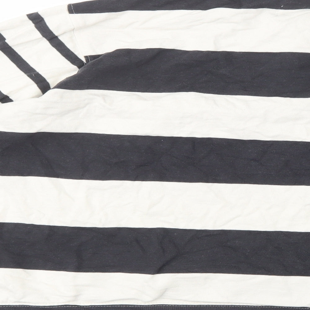 NEXT Womens White Striped Cotton Henley Sweatshirt Size 12  Button