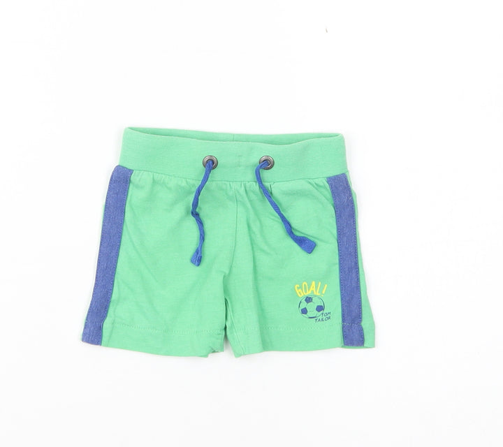 TOM TAILOR Baby Green Cotton Cropped Trousers Size 3-6 Months Drawstring - Goal