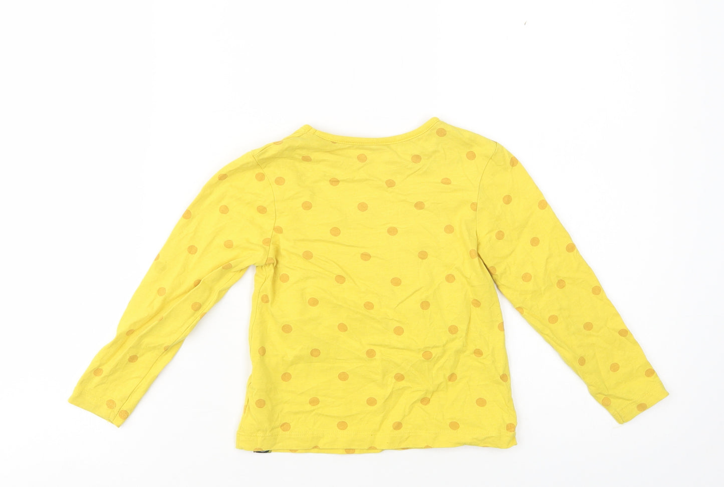 George Girls Yellow Polka Dot Cotton Pullover T-Shirt Size 3-4 Years Crew Neck Pullover - Pudsey