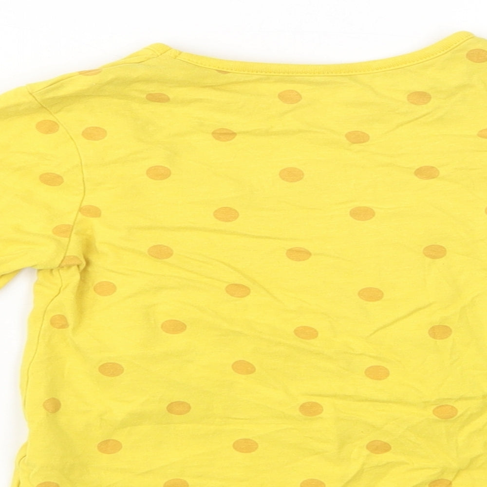 George Girls Yellow Polka Dot Cotton Pullover T-Shirt Size 3-4 Years Crew Neck Pullover - Pudsey