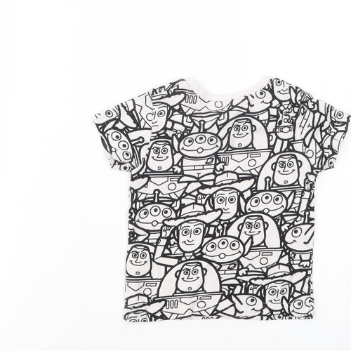NEXT Baby White Geometric Cotton Basic T-Shirt Size 6-9 Months Crew Neck Pullover - Toy Story
