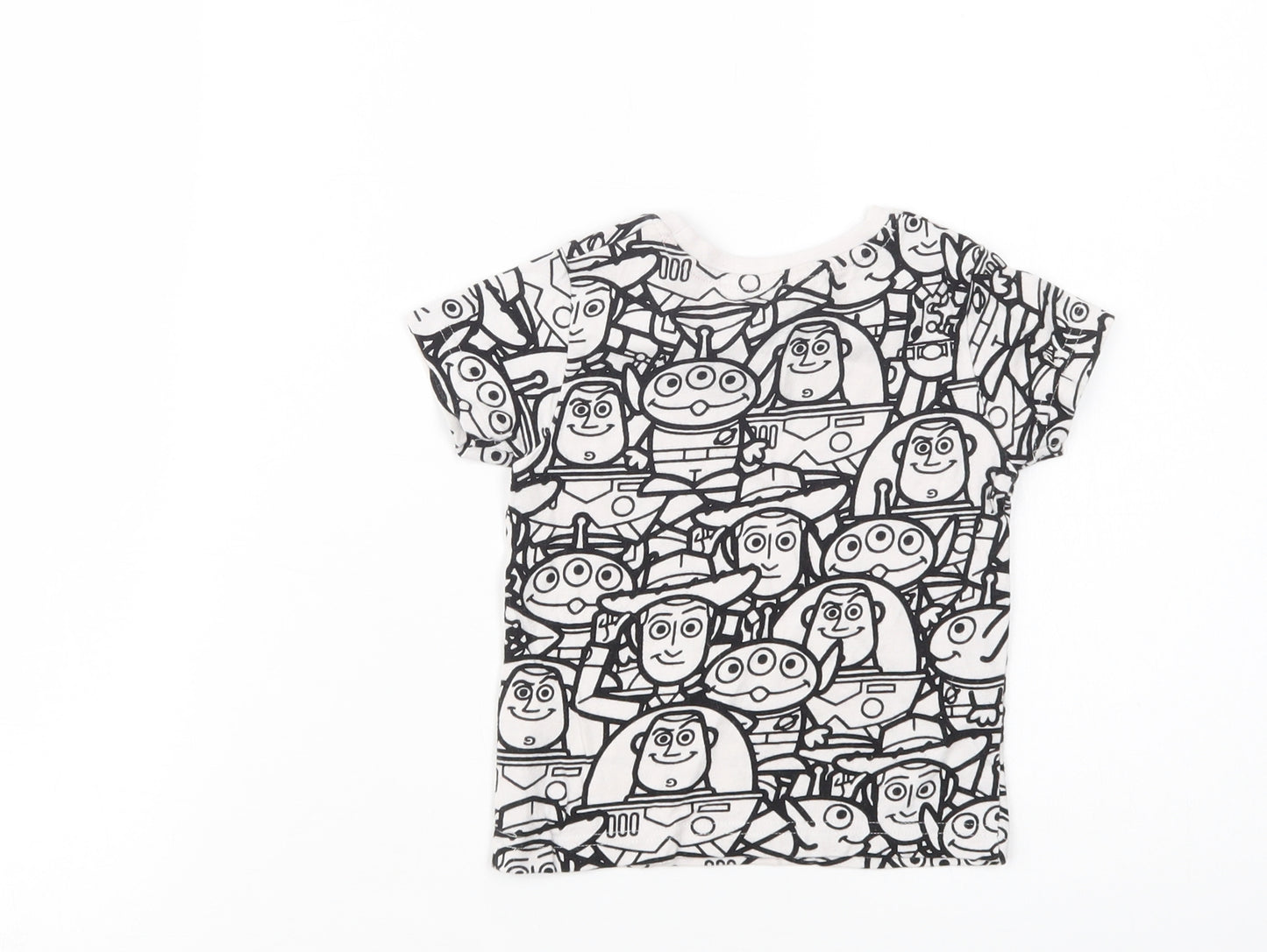 NEXT Baby White Geometric Cotton Basic T-Shirt Size 6-9 Months Crew Neck Pullover - Toy Story