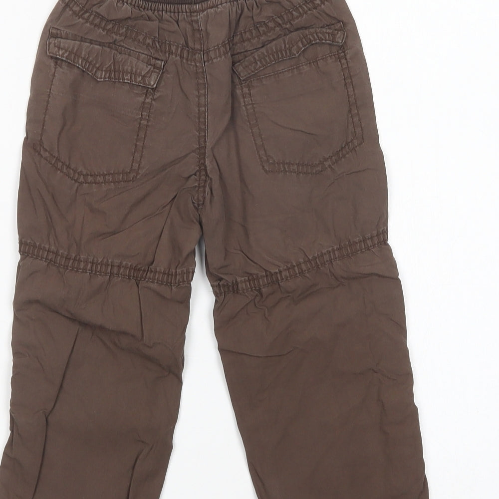 Mothercare Boys Brown  Cotton Cargo Trousers Size 2-3 Years  Regular Drawstring