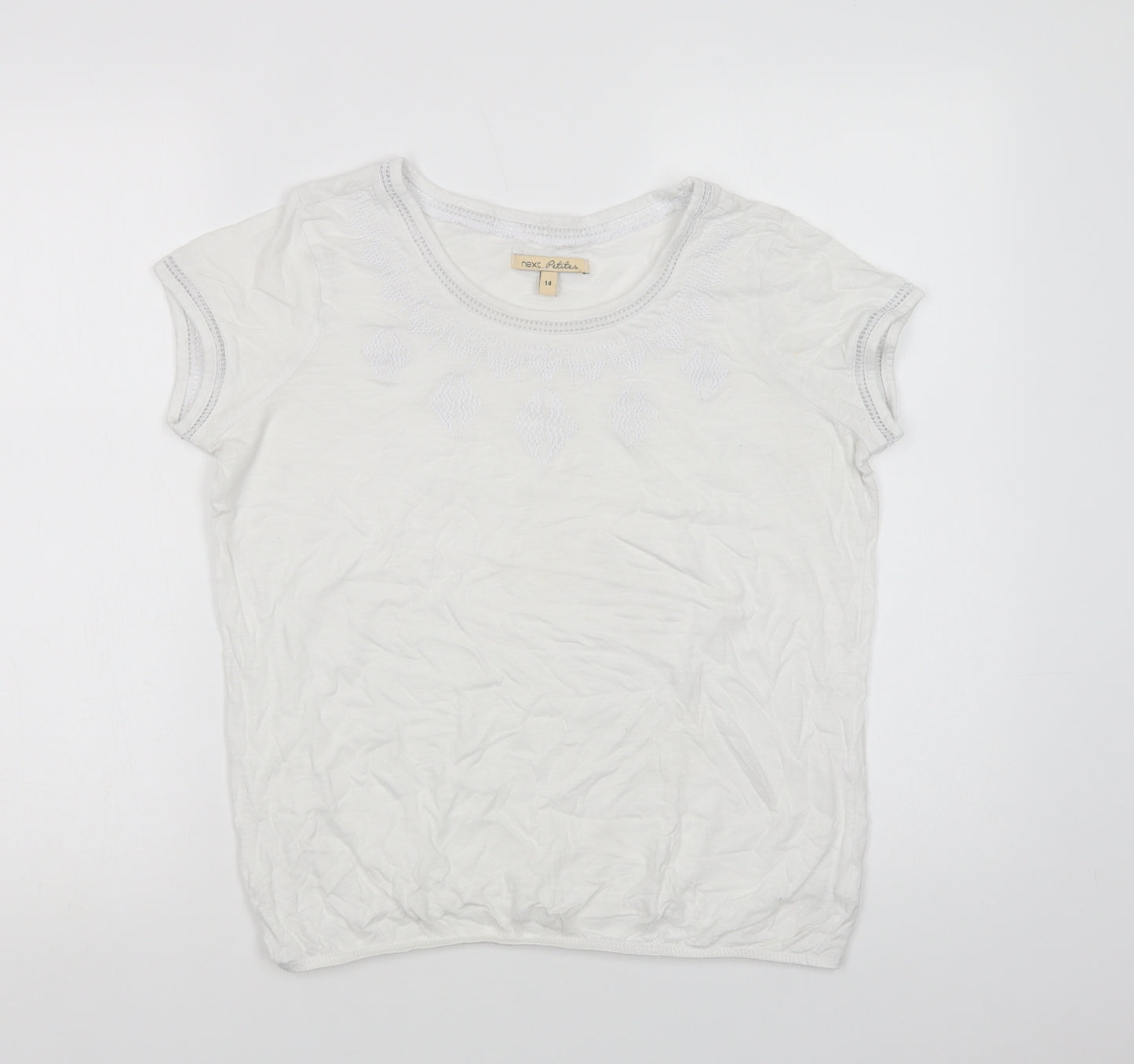 NEXT Womens White  Cotton Basic T-Shirt Size 14 Round Neck