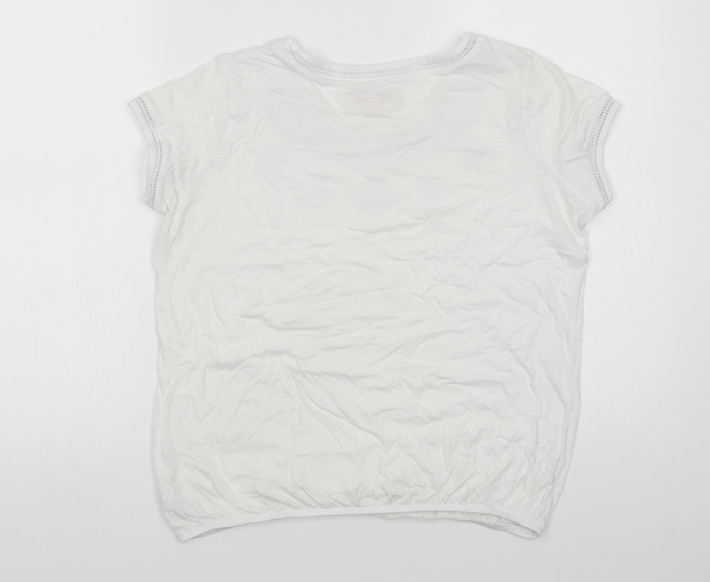 NEXT Womens White  Cotton Basic T-Shirt Size 14 Round Neck