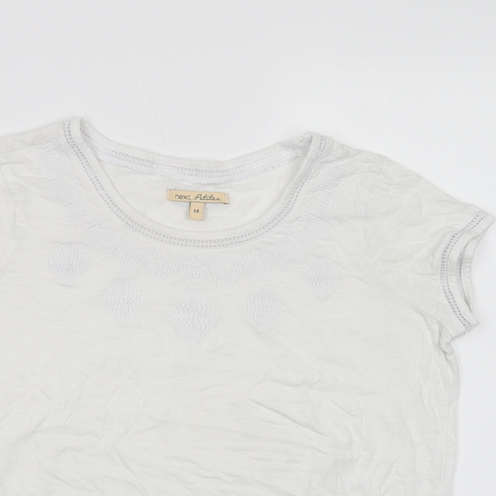 NEXT Womens White  Cotton Basic T-Shirt Size 14 Round Neck
