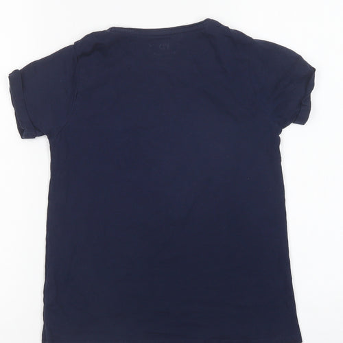 Primark Girls Blue  Cotton Pullover T-Shirt Size 9-10 Years Crew Neck Pullover - J'adore
