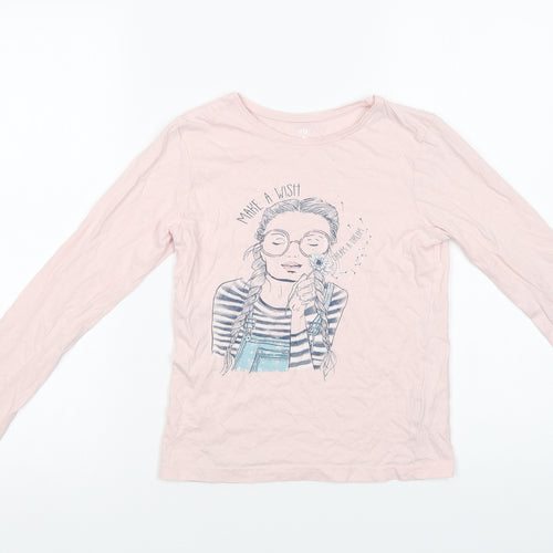 Primark Girls Pink  Cotton Basic T-Shirt Size 9-10 Years Crew Neck Pullover - Make A Wuish