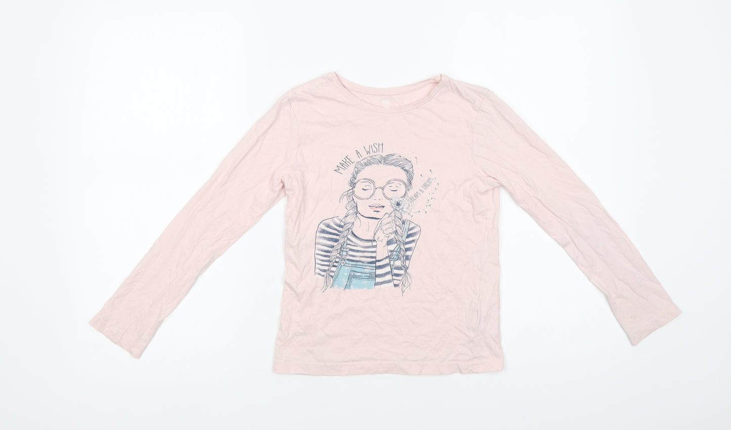 Primark Girls Pink  Cotton Basic T-Shirt Size 9-10 Years Crew Neck Pullover - Make A Wuish