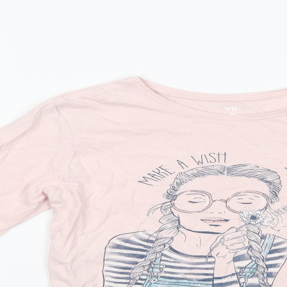 Primark Girls Pink  Cotton Basic T-Shirt Size 9-10 Years Crew Neck Pullover - Make A Wuish