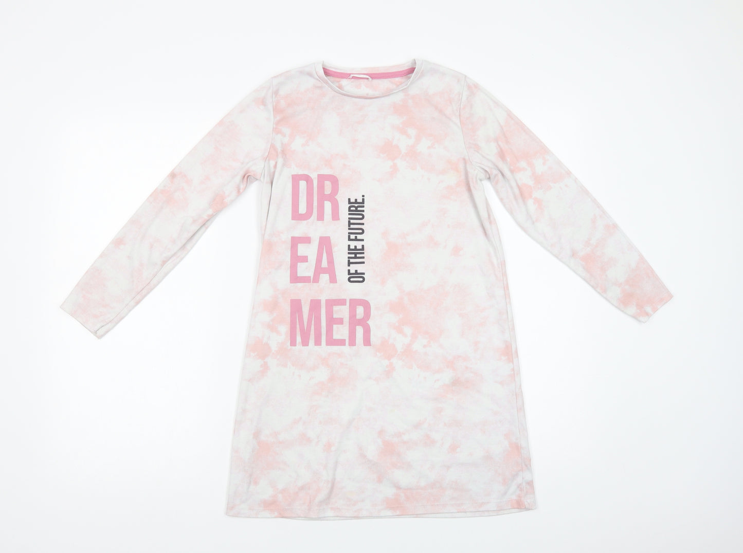 George Girls Pink Batik Polyester T-Shirt Dress  Size 9-10 Years  Crew Neck Pullover - Dreamer