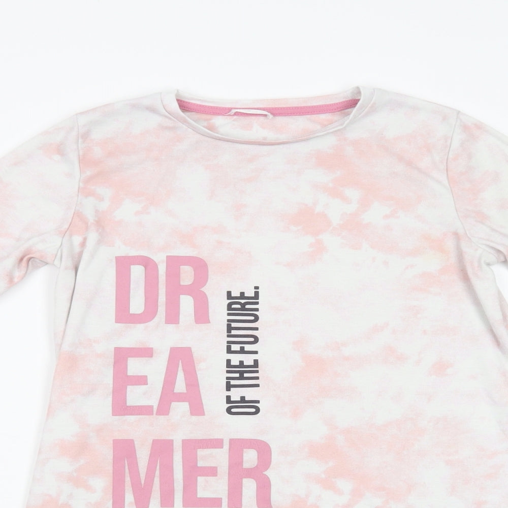 George Girls Pink Batik Polyester T-Shirt Dress  Size 9-10 Years  Crew Neck Pullover - Dreamer