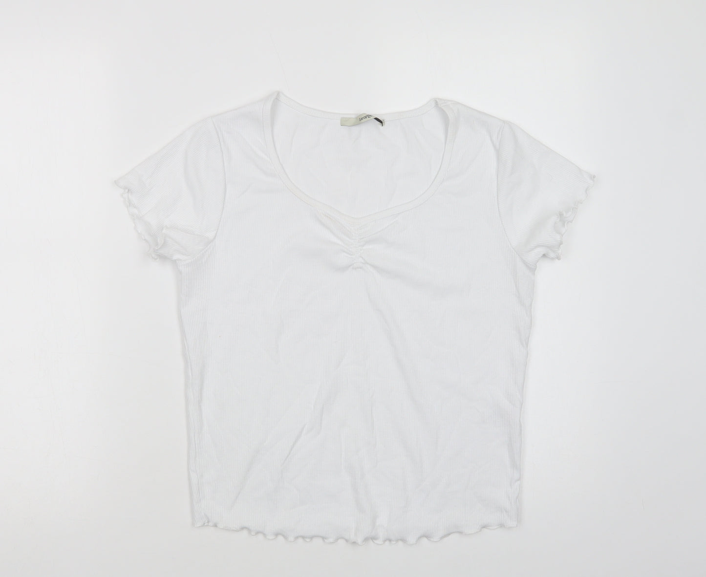 George Womens White  Polyester Basic T-Shirt Size 16 V-Neck