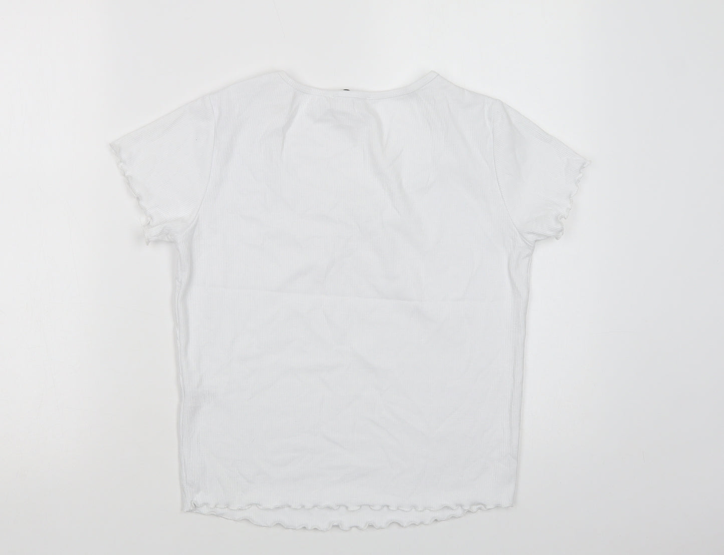 George Womens White  Polyester Basic T-Shirt Size 16 V-Neck
