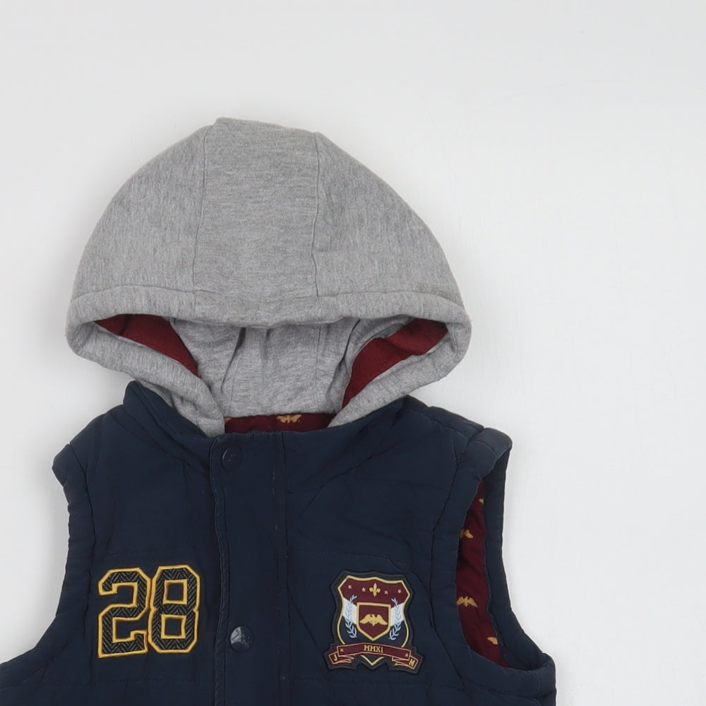 Dunnes Stores Boys Blue   Gilet Waistcoat Size 2-3 Years  Zip