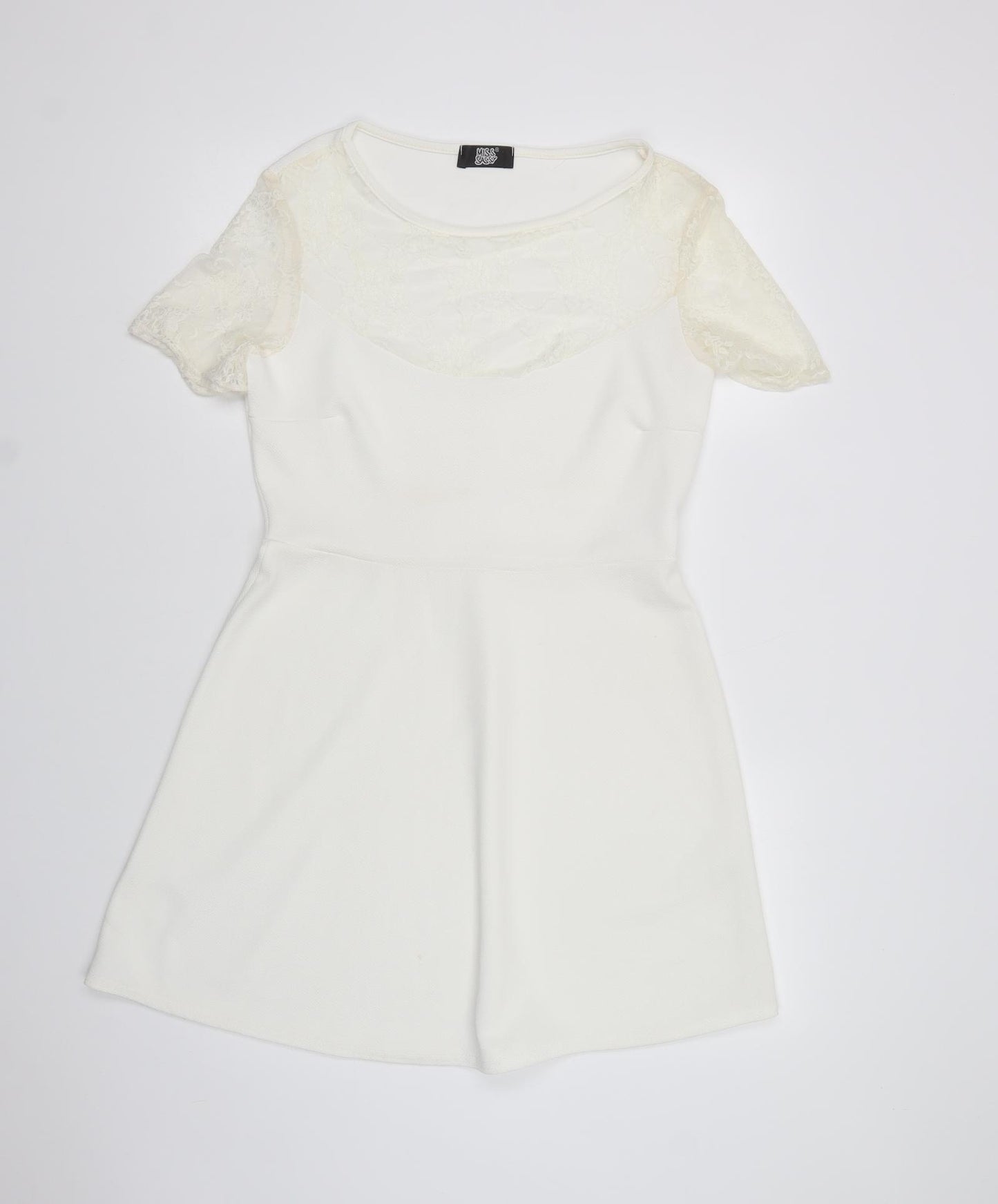 Miss Sassy Womens Ivory  Polyester Fit & Flare  Size 16  Crew Neck Pullover - Lace Detail