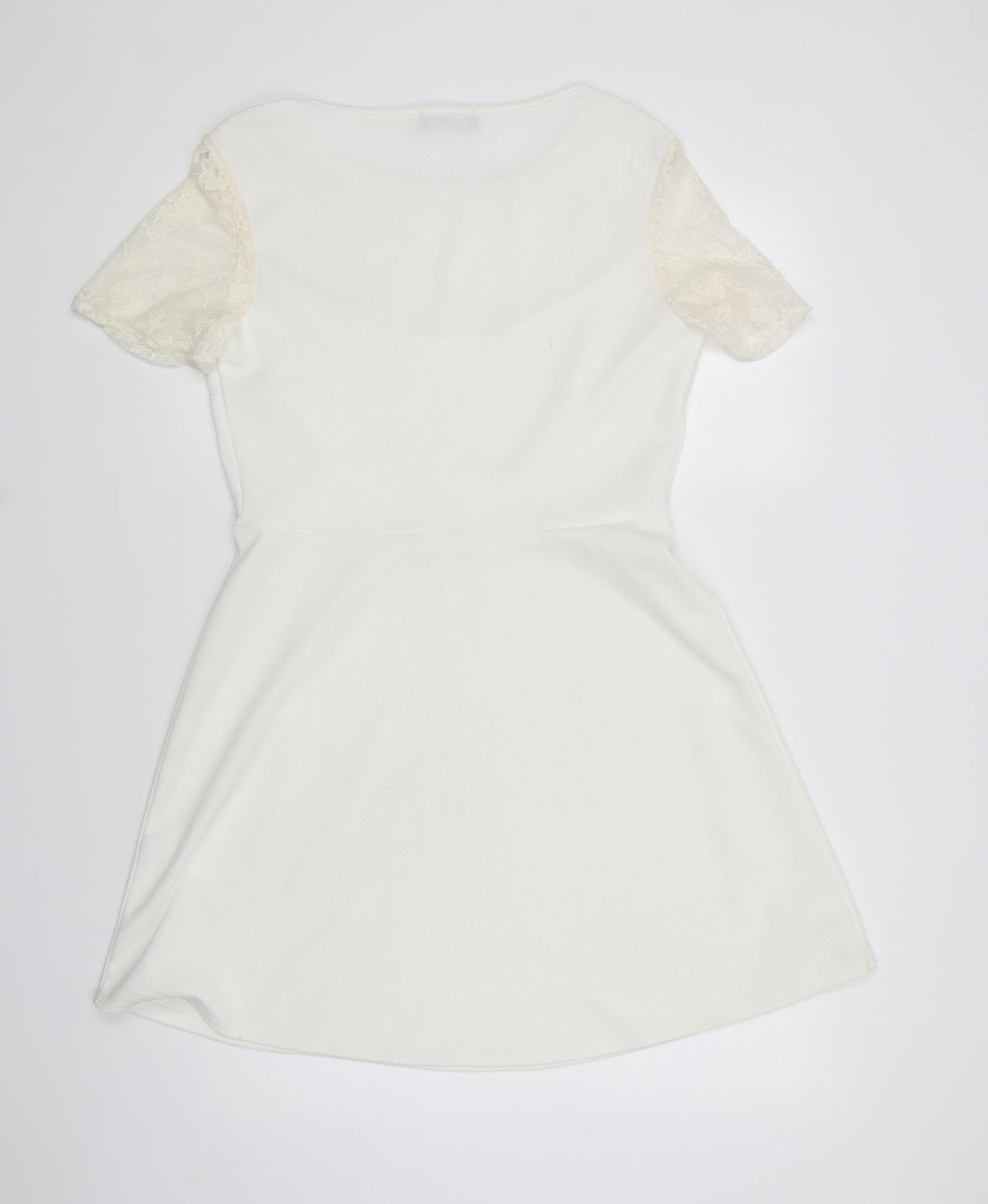Miss Sassy Womens Ivory  Polyester Fit & Flare  Size 16  Crew Neck Pullover - Lace Detail