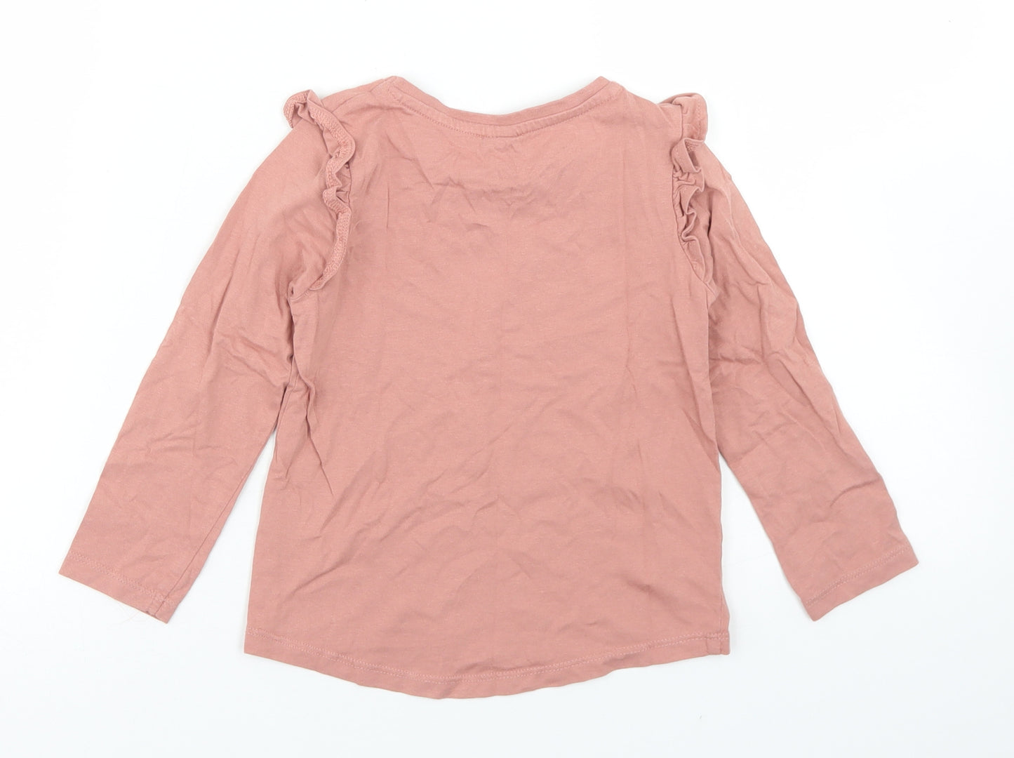 TU Girls Pink  Cotton Basic T-Shirt Size 3-4 Years Crew Neck