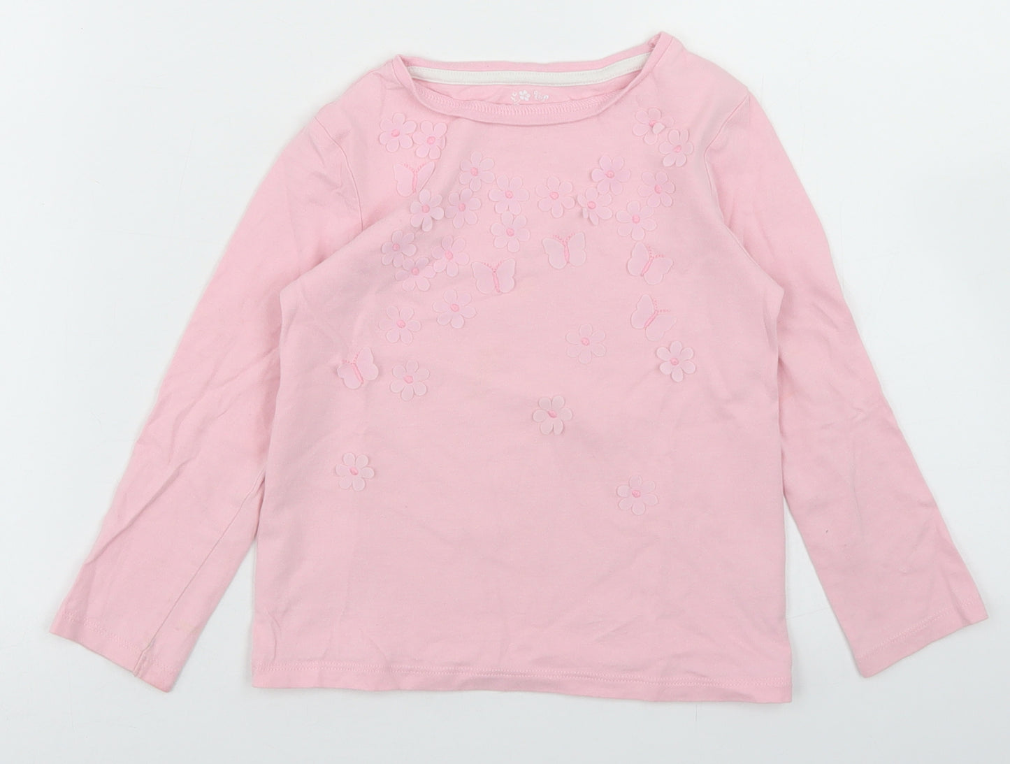 F&F Girls Pink  Cotton Basic T-Shirt Size 4-5 Years Crew Neck