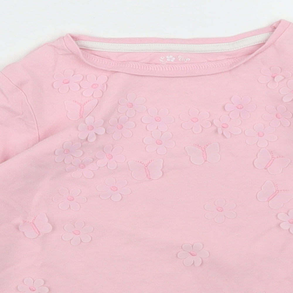 F&F Girls Pink  Cotton Basic T-Shirt Size 4-5 Years Crew Neck