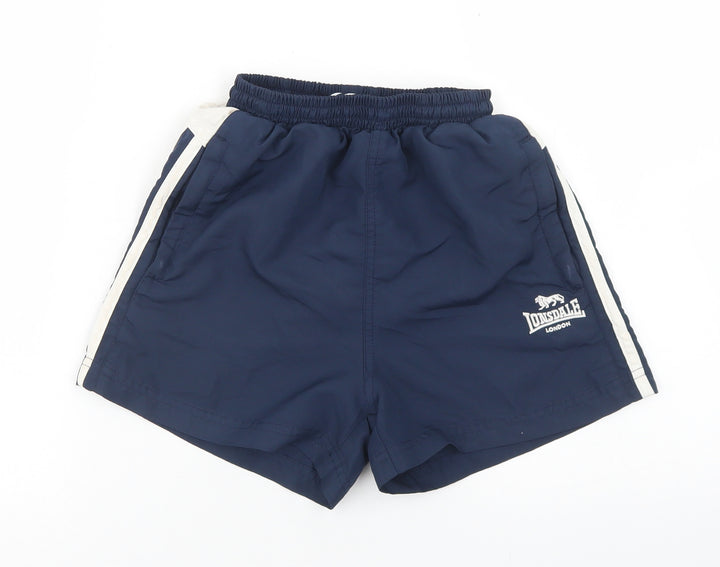 Lonsdale Boys Blue Polyester Utility Shorts Size 7-8 Years Regular Drawstring