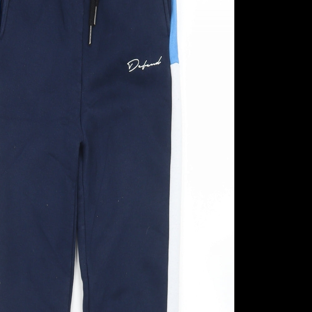 Defend Boys Blue Colourblock Cotton Jogger Trousers Size 11-12 Years  Regular Drawstring