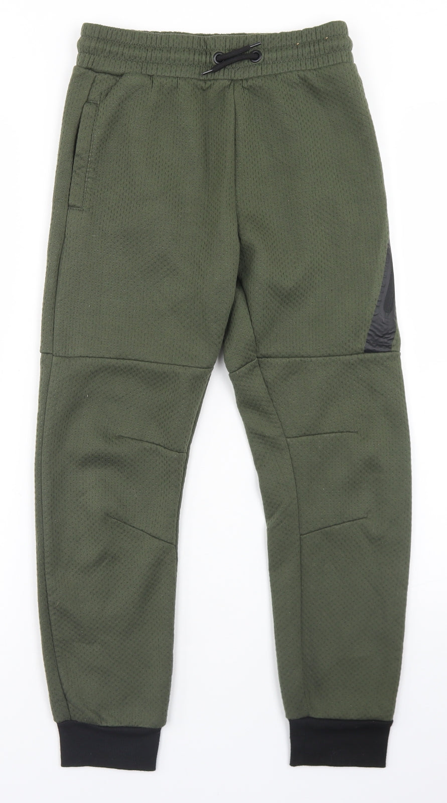 Primark Boys Green  Polyester Jogger Trousers Size 10-11 Years  Regular Drawstring - zip pocket