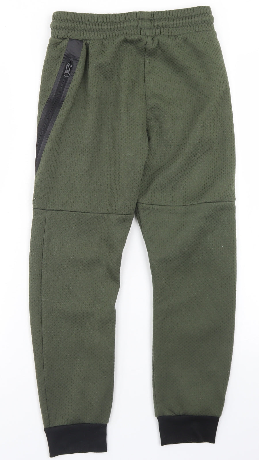 Primark Boys Green  Polyester Jogger Trousers Size 10-11 Years  Regular Drawstring - zip pocket