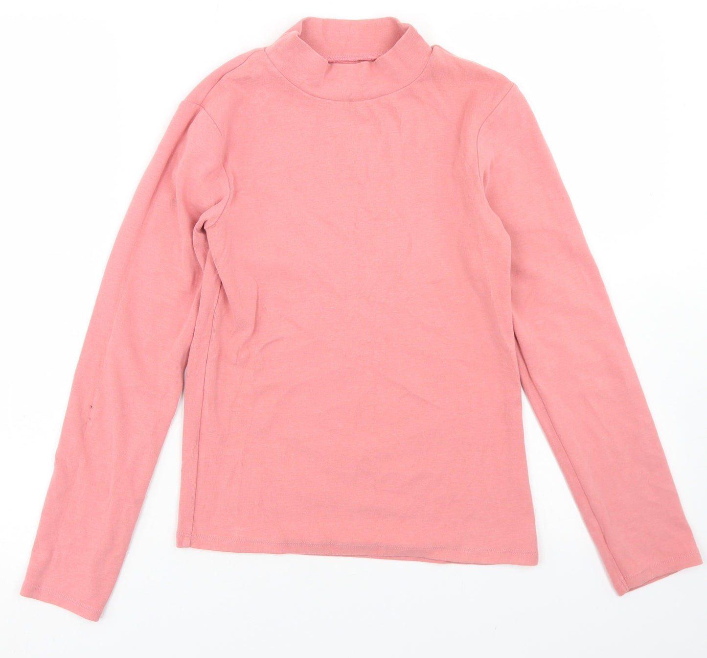 NEXT Girls Pink  Cotton Basic T-Shirt Size 11 Years Mock Neck