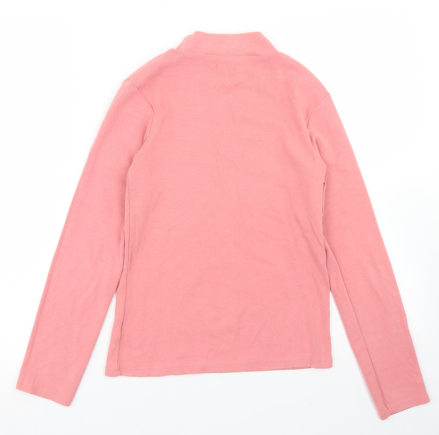 NEXT Girls Pink  Cotton Basic T-Shirt Size 11 Years Mock Neck